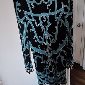 Nicole Miller dress, size 8, blue, black & cream